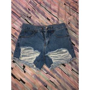 Boohoo Distressed Denim Shorts- Size 4